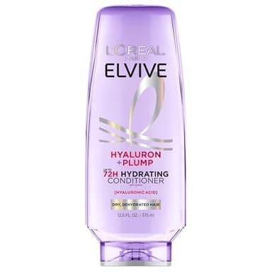 L'Oreal Paris Elvive Hyaluron Plump Hydrating Conditioner for Dehydrated, Dry Hair Infused with Hyaluronic Acid Care Complex, Paraben-Free, 12.6 Fl Oz