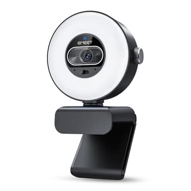 EMEET S600L 4K Webcam for Streaming with Ring Light, 4 Lighting Modes, Rainbow Effect, 1/2" Sensor, AI Imaging, 0.2S PDAF, 2 Mics, Dial Control, 4K Webcam with Light for OBS/Twitch/YouTube/Zoom/PC/Mac