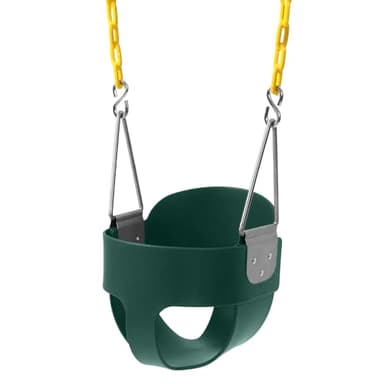 High Back Full Bucket Toddler Swing Seat with Yellow Coated Chains Fully Assembled Baby Swing Set Accessories