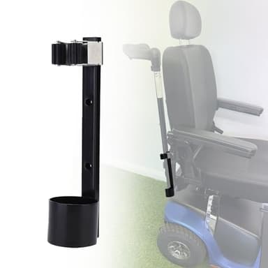 Metal Cane Holder for Mobility Scooters & Power Chairs - Walking Stick Stand Support Accessories for Wheelchair, Walker (A)