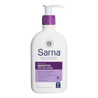 Sarna Sensitive Steroid-Free Anti-Itch Lotion for Dry Irritated Skin, Fragrance free - 7.5 Fl Oz