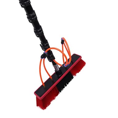Telescopic Water Fed Pole Brush, 65ft Length Stretchable Solar Panel Cleaning Brush Kit Car Glass Washing Equipment Tool Outdoor Window Cleaner w/Hose Extension Pole Water Spray Washer(65ft)