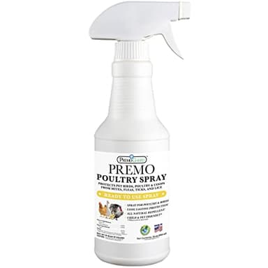 Premo Guard Poultry Spray - 32 oz - Kill Scaly Leg, Mites, Fleas, Lice, & Other Pest on Chickens and in Coops - Natural Plant Based Oils for Control, & Prevention - Family Safe with No Egg Withdrawl