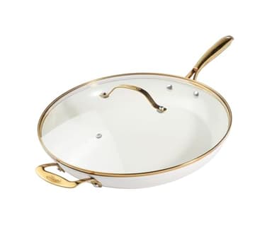 GOTHAM STEEL 14 Inch Frying Pan, Extra Large Frying Pan Skillet for Family Cooking, Non Toxic Ceramic Nonstick Coating PFOA PFOS Free, Ergonomic Stay Cool Handle, Oven and Diswasher Safe