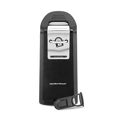 Hamilton Beach Smooth Touch Electric Automatic Can Opener Easy Push Down Lever, For All Standard-Size and Pop-Top, Extra Tall, With Bottle Opening Accessory and Built-In Knife Sharpener, Black