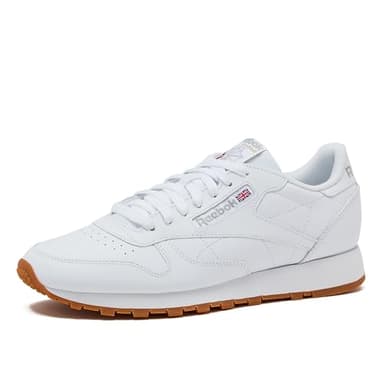 Reebok Classic Leather Sneakers for Men - Black or White Tennis Mens Shoes, Footwear White/Pure Grey3/Reebok Gum3, 11.5