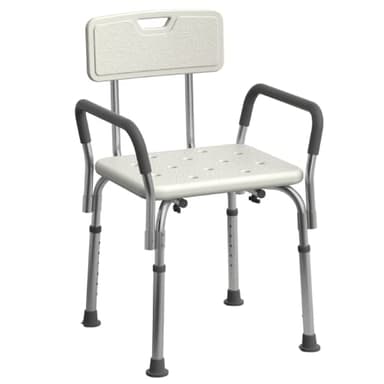 Medline Shower Chair for Elderly, Seniors, Adults & Disabled - Heavy Duty Shower Seat with Padded Arms and Back for Inside Shower, Adjustable Height Bath Stool for Bathtub, 350 lb, Slip Resistant