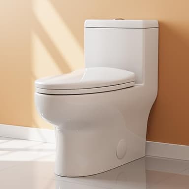 HOROW HR-ST076WD Dual Flush Elongated Toilet with Soft Close Seat, High-Efficiency Supply, Standard Bathroom Toilet 12" Rough-In, White Finish