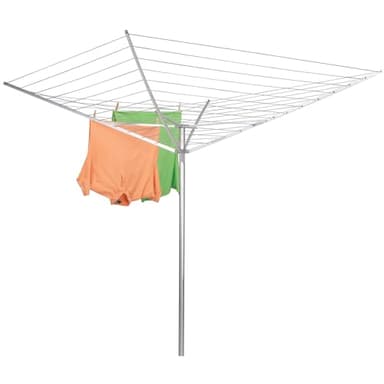Household Essentials 17120-1 Rotary Outdoor Umbrella Drying Rack | Aluminum Arms and Steel Post | 12-Lines with 165 ft. Clothesline