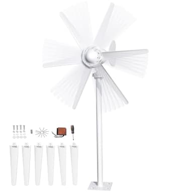 Wind Turbine Generator Kit for Home/RV/Boat - 400W 12V, 6-Blade Vertical-Compatible Windmill Durable Electromagnetic Power Generator for Home, RV, and Off-Grid Use White