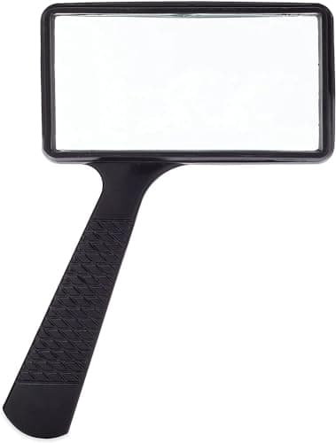 Jumbo Rectangular Handheld Magnifying Glass (3X Magnification) – Scratch Resistant Glass Lens - Large Horizontal Viewing Area