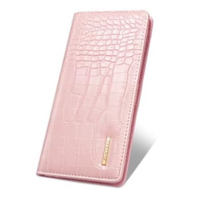 Simikol Wallet Women Bifold Faux Crocodile Leather Minimalist Slim Thin Long Wallets RFID Blocking Credit Cards Holder Purse with Back Zipper Coin Pocket for Women and Men,Pink