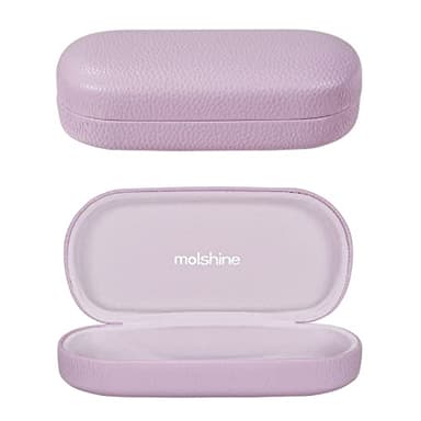 molshine Hard Shell Leather Sunglasses Case,Classic Large Glasses Case for Women Men,Sunglass Eyeglasses (Lavender)