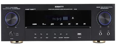 SOBATTY Stereo Receivers,5.1 Channels Audio Amplifier with HDMI,Optical/Coaxial,Bluetooth/USB,RCA,AC-3 Input,Subwoofer Output for Karaoke,Home,Theater Speakers(Non-Dolby/DTS)