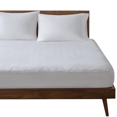 Sleep Philosophy Queen Mattress Pad, Cotton Mattress Protector Classic Cloud Quilted Bed Cover, All Natural Breathable Mattress Topper Fitted Pocket Fits Up to 18", Machine Washable, White