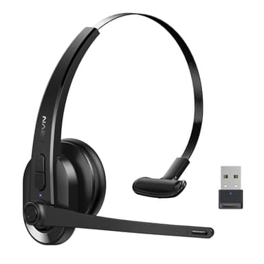 LEVN Wireless Headset with Mic for Work, Bluetooth Headset with Microphone-AI Noise Cancelling, Single-Ear Wireless Headphones with Mic & USB Dongle for PC/Computer/Call Center/Laptop/Teams/Zoom/Home