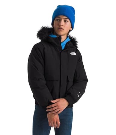 The North Face Teen McMurdo Hooded Jacket | Waterproof, Waterfowl Down Insulation, Relaxed Fit, TNF Black, Large