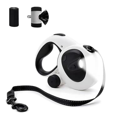 LULUPET 16Ft Retractable Dog Leash with LED Light, Heavy Duty Dog Leash for Small, Medium & Large Dogs Up to 66lbs, 360° Tangle-Free, Dispenser and Poop Bags