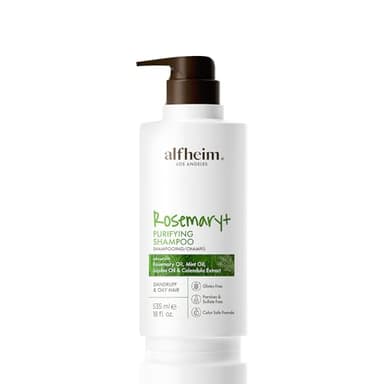 ALFHEIM Rosemary+ Purifying Shampoo | Rosemary & Mint Infused | Refreshes Scalp, Removes Build-Up & Balances Oil | Gentle for Oily Hair & Sensitive Scalp | Sulfate-Free | 18 fl oz