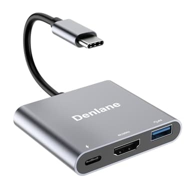 Denlane USB C to HDMI Adapter 4K@60Hz, USBC Digital AV Multiport Adapter with USB 3.0 & 100W Fast Charging, Type C to HDMI Converter for iPad/Mac/MacBook, USB-C Laptop Hub for Dell/Lenovo/Samsung...