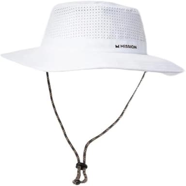 MISSION White Cooling UPF Boonie Hat - Unisex Sun Hat for Hiking, Beach & Fishing - Sweat & Water Activated Technology