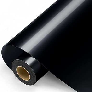 Black Permanent Vinyl - Glossy Black Adhesive Vinyl Roll for All Cutting Machine, Permanent Outdoor 12" x11FT for Decor Sticker, Car Decal, Scrapbooking, Signs, Glossy & Waterproof