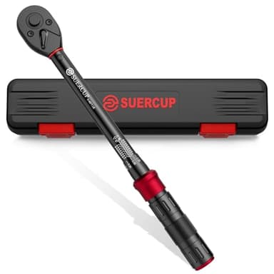 SUERCUP 3/8-Inch Drive Click Torque Wrench - 5-45 Ft-Lb/6.8-61Nm, Dual-Direction Adjustable 72 Tooth Click Torque Wrench for Bike, Motorcycle and Car Repair