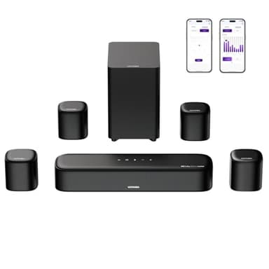 ULTIMEA 7.1ch Sound Bar with Dolby Atmos, Surround Sound System for TV with 4 Surround Speakers, Sound Bar for Smart TV with App Control, Soundbar with Subwoofer for Home Theater, HDMI eARC, Aura A60