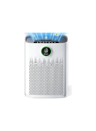 Air Purifiers for Home Large Room, Cover Up to 2400 Ft² with True HEPA Filter, Smart Mode, PM2.5 Air Quality Display, 22dB Sleep Mode, Aromatherapy with 2X-Purification & 360°Air Outlet, HAP603, White