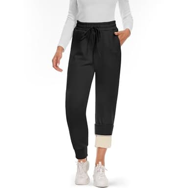 CAMPSNAIL Fleece Lined Sweatpants Women - Joggers for Women with Pockets High Waisted Thermal Winter Warm Pants for Snow