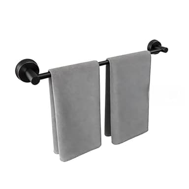 Dovyn No-Drill Stainless Steel Suction Cup Towel Bar, Adjustable 14.6–24 Inch Bathroom Towel Rack for Glass Shower Door & Tile Wall, Heavy Duty Wall Mounted Towel Holder(Matte Black)