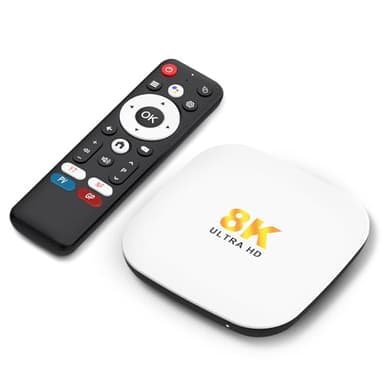 Android 14 TV Box 2025, LEFFOT M2 Plus 4K UHD Streaming Device for TV, with Google Play, Voice Remote, 2.4G&5G WiFi 6, BT 5.4, HDR10, 3D, Smart TV Box for Home TV Netflix YouTube (4GB-128GB)