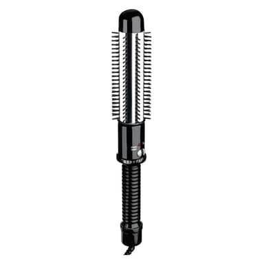 Conair Instant Heat Curling Iron Brush, 1 1/4-Inch Barrel Curling Brush for Short Hair, 30-Second Heat-Up with 25 Heat Settings for All Hair Types, Black