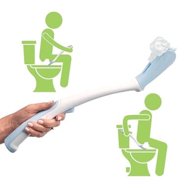 Juvo Toilet Aid - Personal Bottom Wiping Tool, Bathroom Mobility Aid for Disabled, Elderly, and Surgery Recovery - 18" long wand with hygienic cover