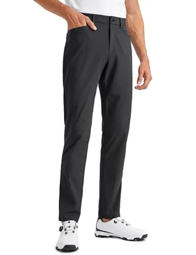 CRZ YOGA Men's All Day Comfy Golf Pants with 5-Pocket 32" Quick Dry Lightweight Casual Work Stretch Trousers Ink Gray 32W x 32L