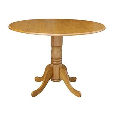 IC International Concepts 42" Solid Wood Drop Leaf Pedestal Dining Table