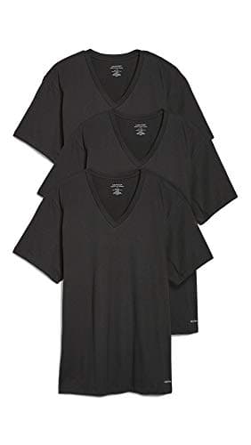 Calvin Klein Men's Cotton Classics 3-Pack Undershirts, 3 BLACK - VNECK, L