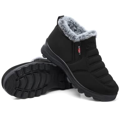 SHIBEVER Winter Boots for Women Snow: Snow Boots for Women Warm Cold Weather Non Slip Comfortable Lightweight Black Size 8.5 Booties