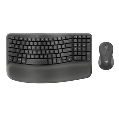 Logitech Wave Keys MK670 Combo, Wireless Ergonomic Keyboard with Signature M550 L Wireless Mouse, Comfortable Natural Typing, Bluetooth, Logi Bolt, for Multi-OS, Windows/Mac - Graphite
