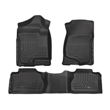 Husky Liners Weatherbeater Floor Mats | Fits 2007-2013 Chevrolet Silverado & GMC Sierra 1500, 2500, 3500 Extended Cab (Footwell Coverage) | Front & 2nd Row, 3-pc Black - 98211