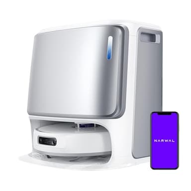 NARWAL Freo Z Ultra Robot Vacuum and Mop Combo, Dual RGB Cameras and Chips, AI Avoidance, 12000Pa Suction, Real-Time Decisions, Adaptive Hot-Water Self Wash & Self Emptying,Quiet, White (Renewed)
