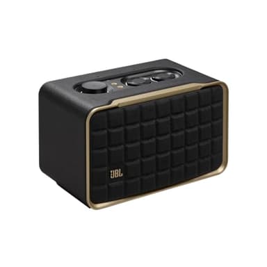 JBL Authentics 200 - Retro Style Smart Home Speaker with Built in Wi-Fi, Bluetooth and Voice Assistants, Alexa and Google Assistant, Multi-Room Playback, Automatic self tuning (Black/Gold)