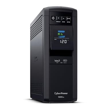 CyberPower CP1500PFCLCD PFC Sinewave UPS Battery Backup and Surge Protector, 1500VA/1000W, 12 Outlets, AVR, Mini Tower; UL Certified