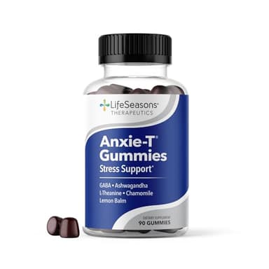 Anxie-T - Stress Relief Gummy - Vitamin Supplement for Mood & Mental Focus Support - Feel Calm and Relaxed - Rapidly Eases Tension - Ashwagandha, GABA & L-Theanine - 90 Gummies