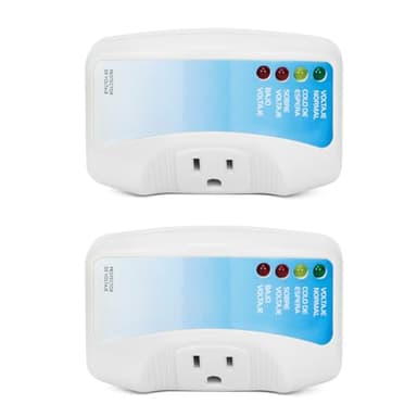 QWORK Voltage Protector 2-Pack for Major Appliances, 120V 1400W, Surge & Voltage Fluctuation Protection for Air Conditioners, TV/PC, Freezers