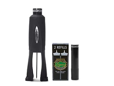 Cork Pops Legacy Wine Opener w/ 3 Refill Cartridges Built-in 4-Blade Foil Cutter Safe Cork Removal, Effortless Push Button Use, Needle Guard for Safety, Low-Pressure Cartridge Opens Up To 60 Bottles