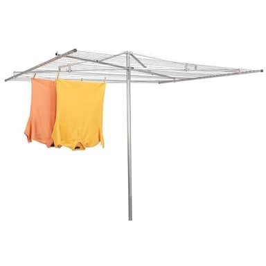 Household Essentials 17130-1 Rotary Outdoor Umbrella Drying Rack | Aluminum | 30-Lines with 210 ft. Clothesline,Silver