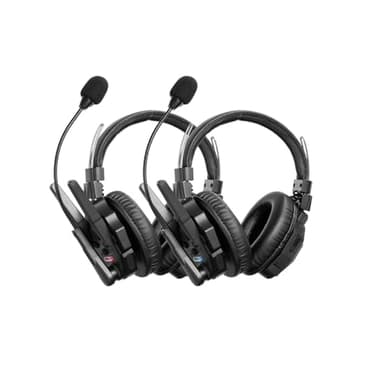 SYNCO Xtalk XMax2 Full-Duplex Wireless Intercom System with 2 Double-Ear Headsets (2.4 GHz) Random Master Device Design for Team Communication,Movie Shoot,Live Show Stage Performance (2PCS)