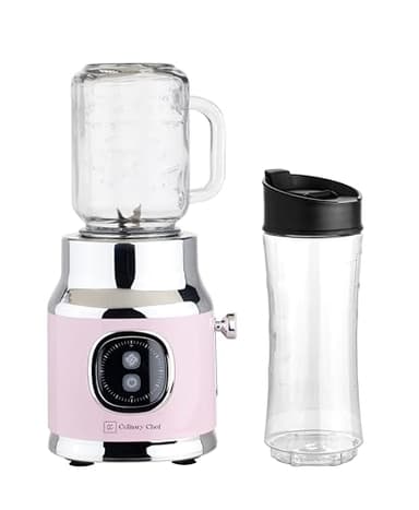 CULINARY CHEF Retro Smoothie Maker Blender with Mason Jar, Perfect for Shakes and Smoothies, 300-Watt, PINK