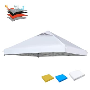 Solim 10x10 Canopy Replacement Top, 420D Oxford Tent Top Cover Roof Pop Up Canopy for Straight Leg with Air Vent & Elastic Rope, UV Waterproof for Outdoor Garden Patio (Top Only, Silver-Coated White)